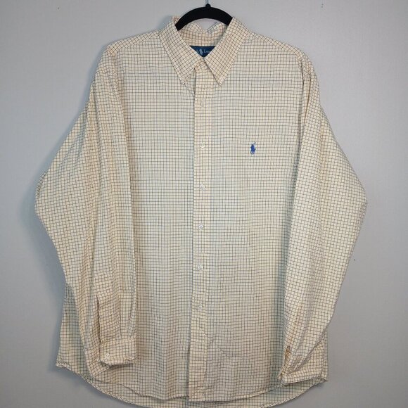 RALPH LAUREN CUSTOM FIT, LONG SLEEVE, BLUE LABEL BLAKE PLAID SHIRT, SIZE 17 1\2 - Picture 1 of 4